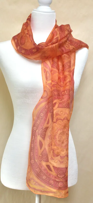 hand-painted mandala silk scarf