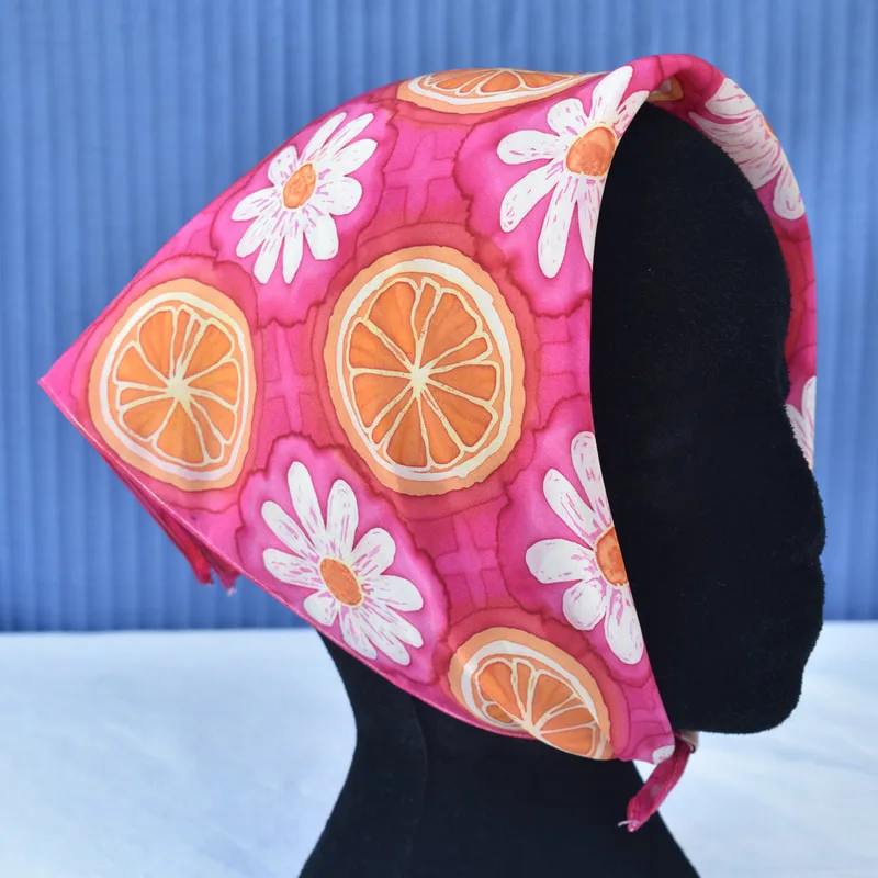 hand-painted neckerchief with daisies and orange slices