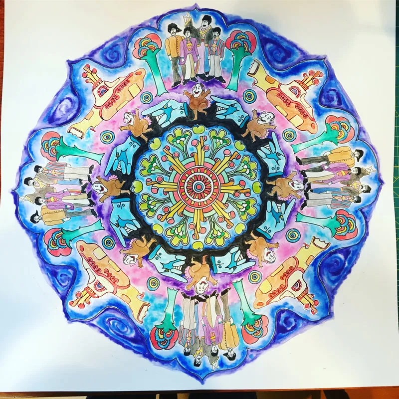 hand drawn pen and ink mandala