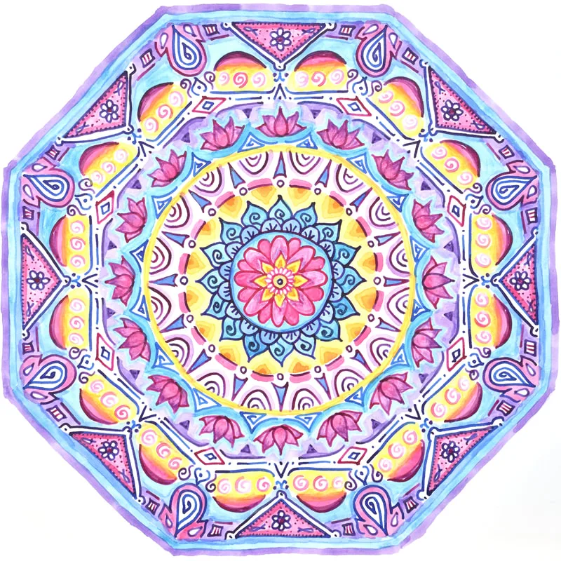 pen and ink lotus daisy hand drawn mandala
