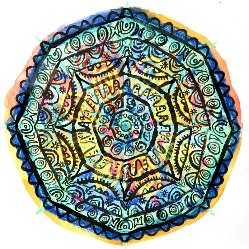 hand drawn pen and ink mandala
