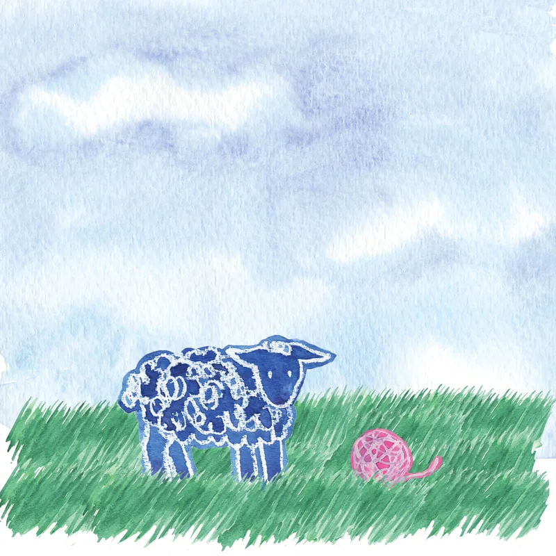 sheep, yarn, illustration, children's book, watercolor